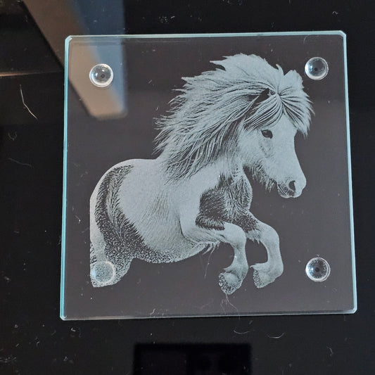 Square Glass Coasters - Pony Theme