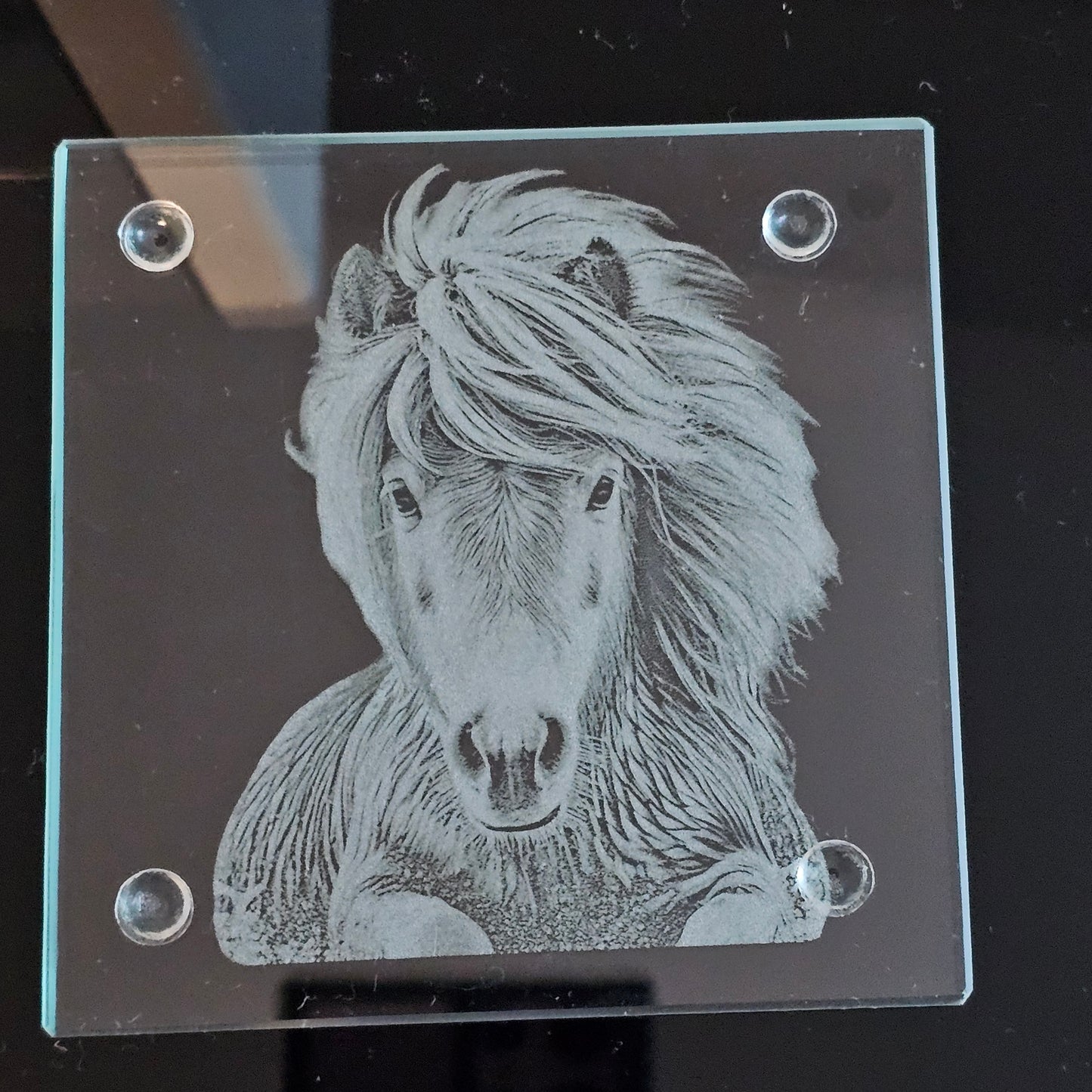 Square Glass Coasters - Pony Theme