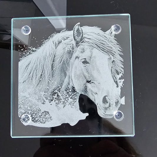 Square Glass Coasters - Horse Themed