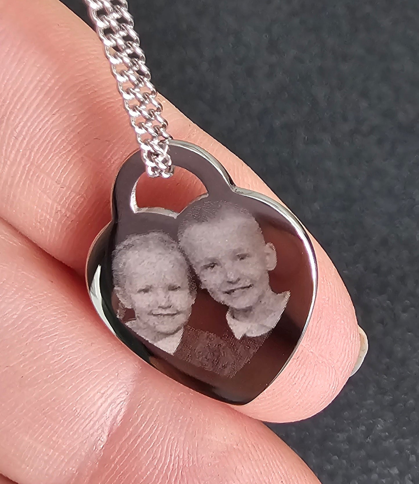 T-Heart Pendant - photo and text engraved