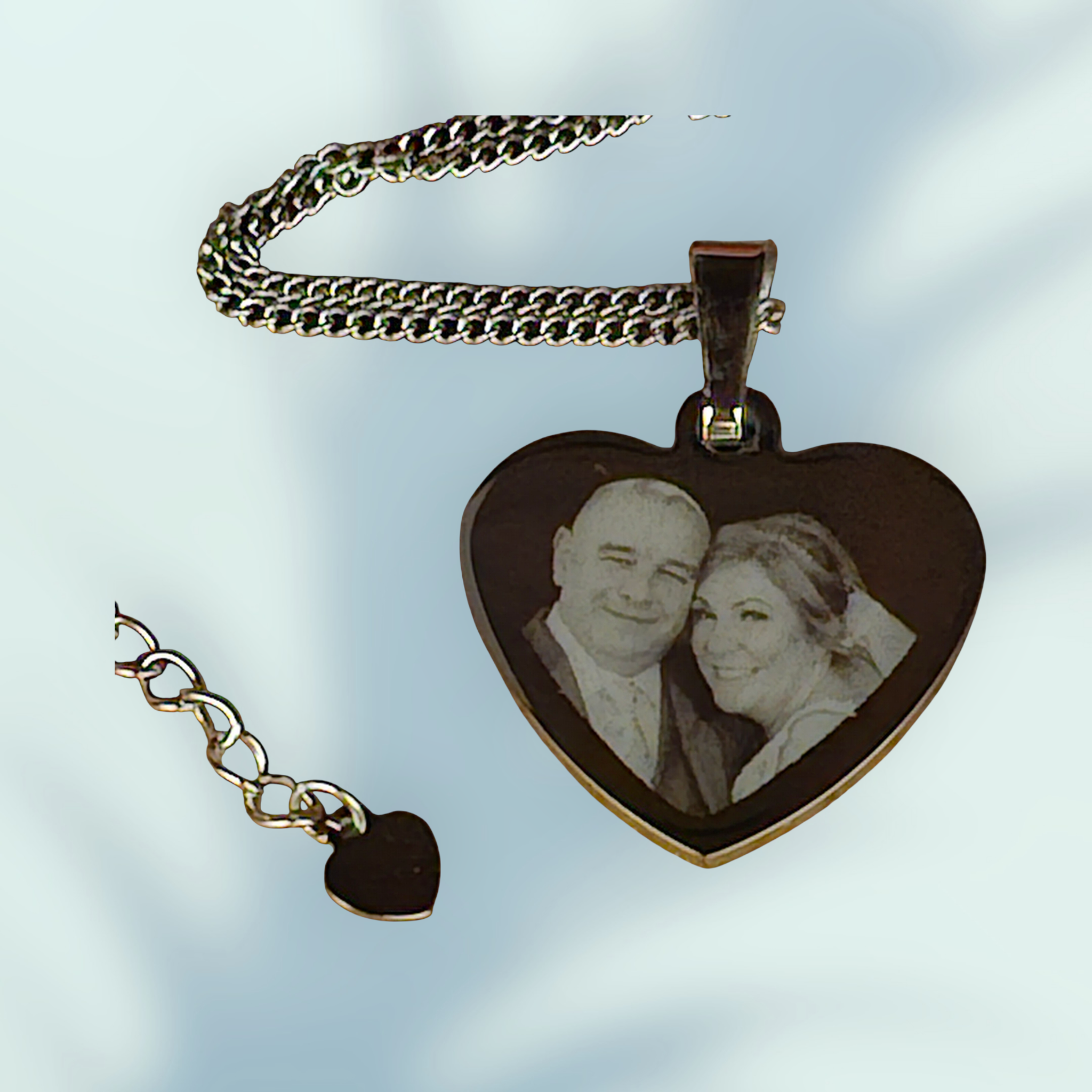 Heart Pendant Necklace Stainless Steel Personalised Photo Engraved - Custom Memorial Gift