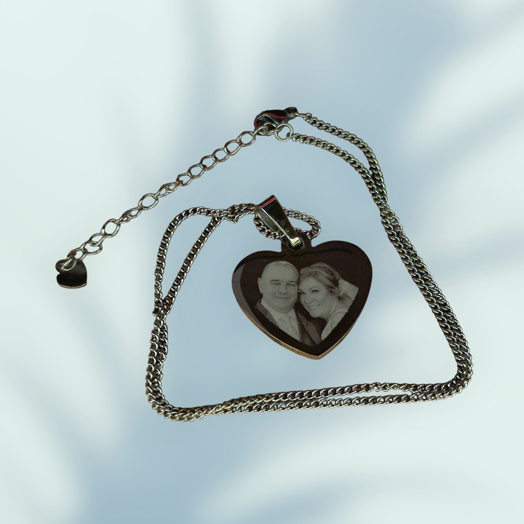 Heart Pendant Necklace Stainless Steel Personalised Photo Engraved - Custom Memorial Gift