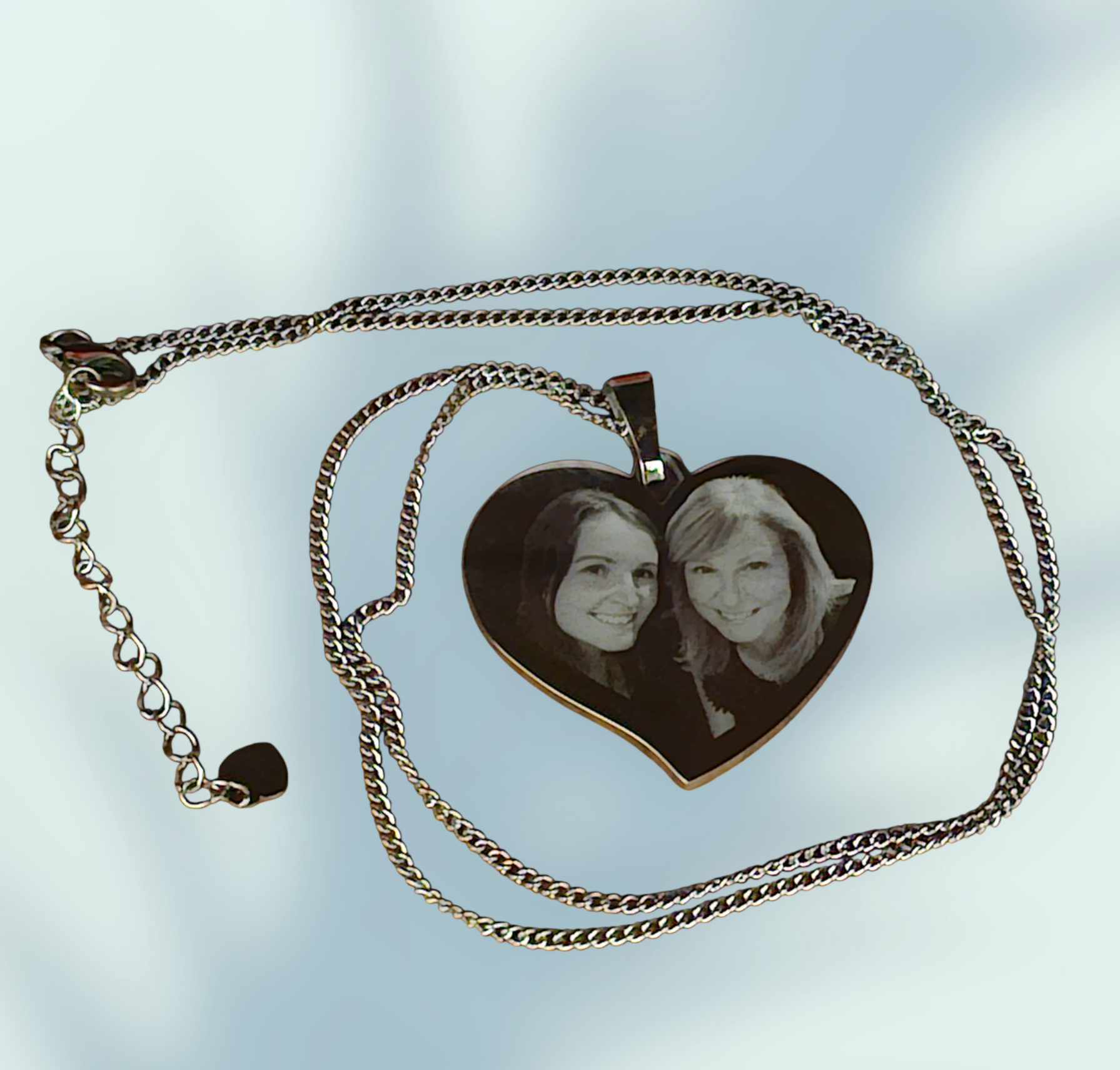 Flared Heart Pendant Necklace Stainless Steel Personalised Photo Engraved - Custom Memorial Gift (Copy)