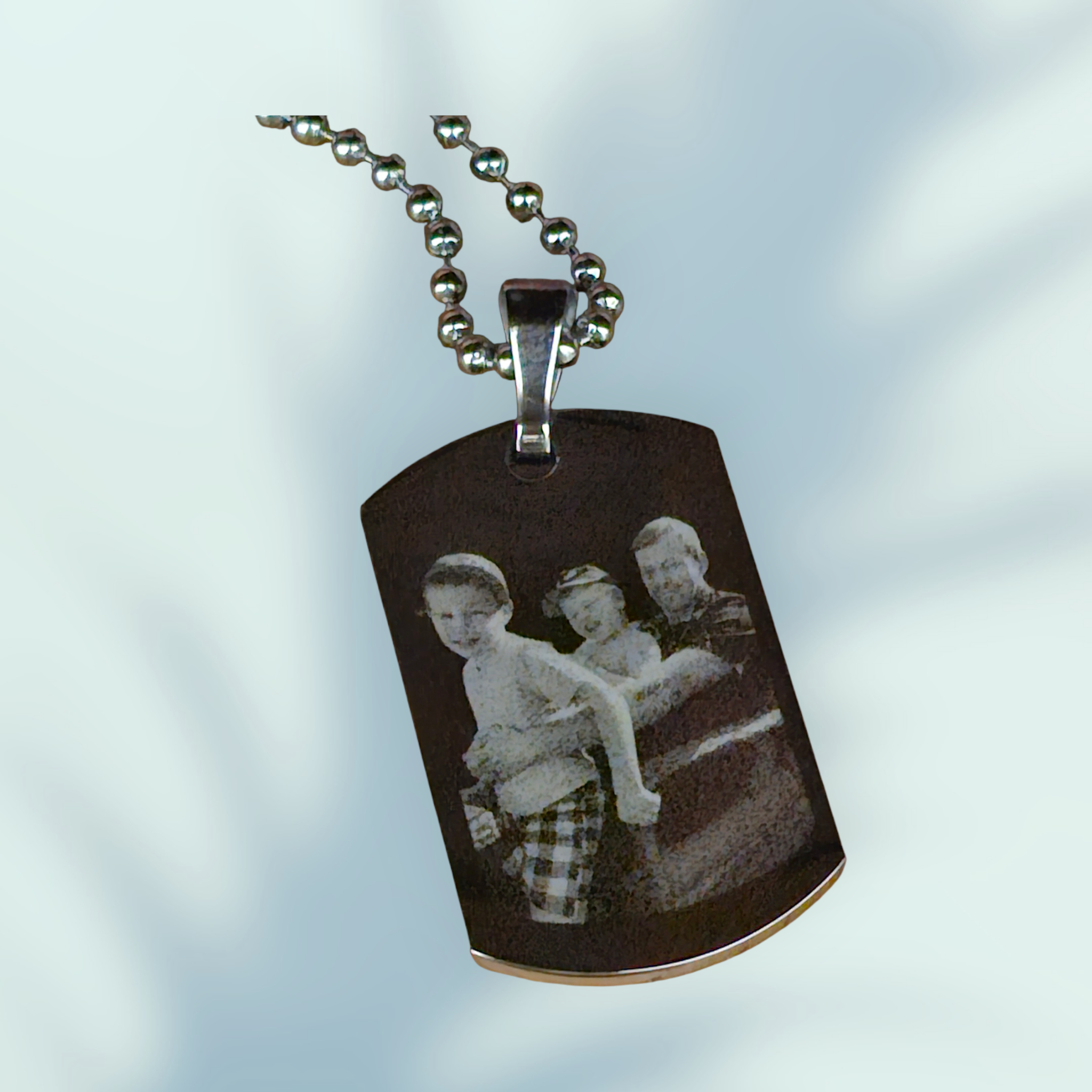 ID Small Pendant Necklace Stainless Steel Personalised Photo Engraved - Custom Memorial Gift