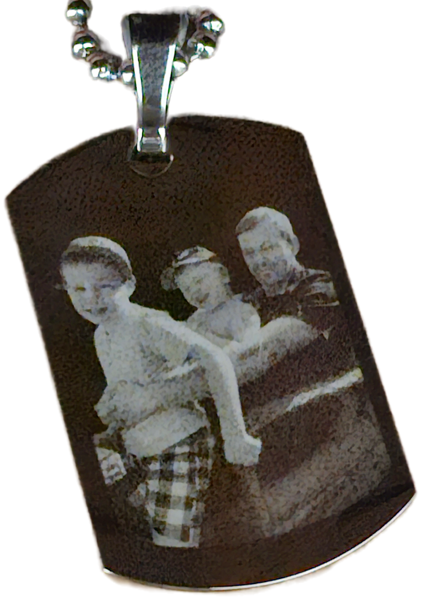 ID Small Pendant Necklace Stainless Steel Personalised Photo Engraved - Custom Memorial Gift