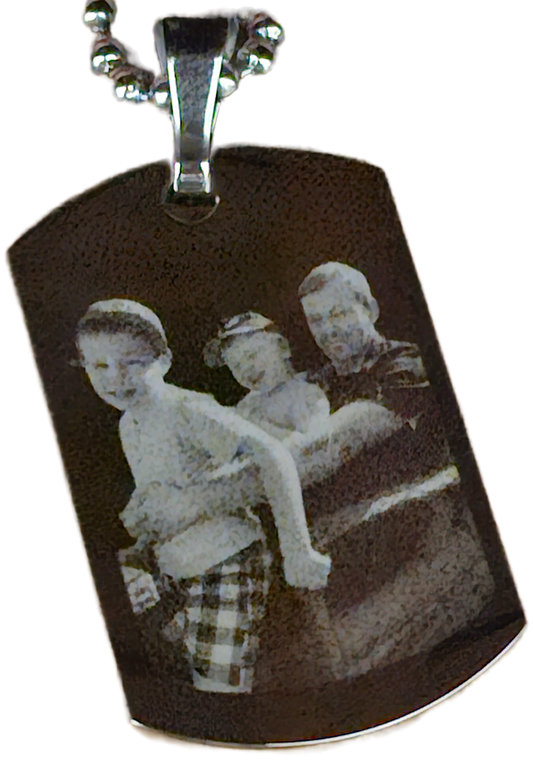 ID Small Pendant Necklace Stainless Steel Personalised Photo Engraved - Custom Memorial Gift