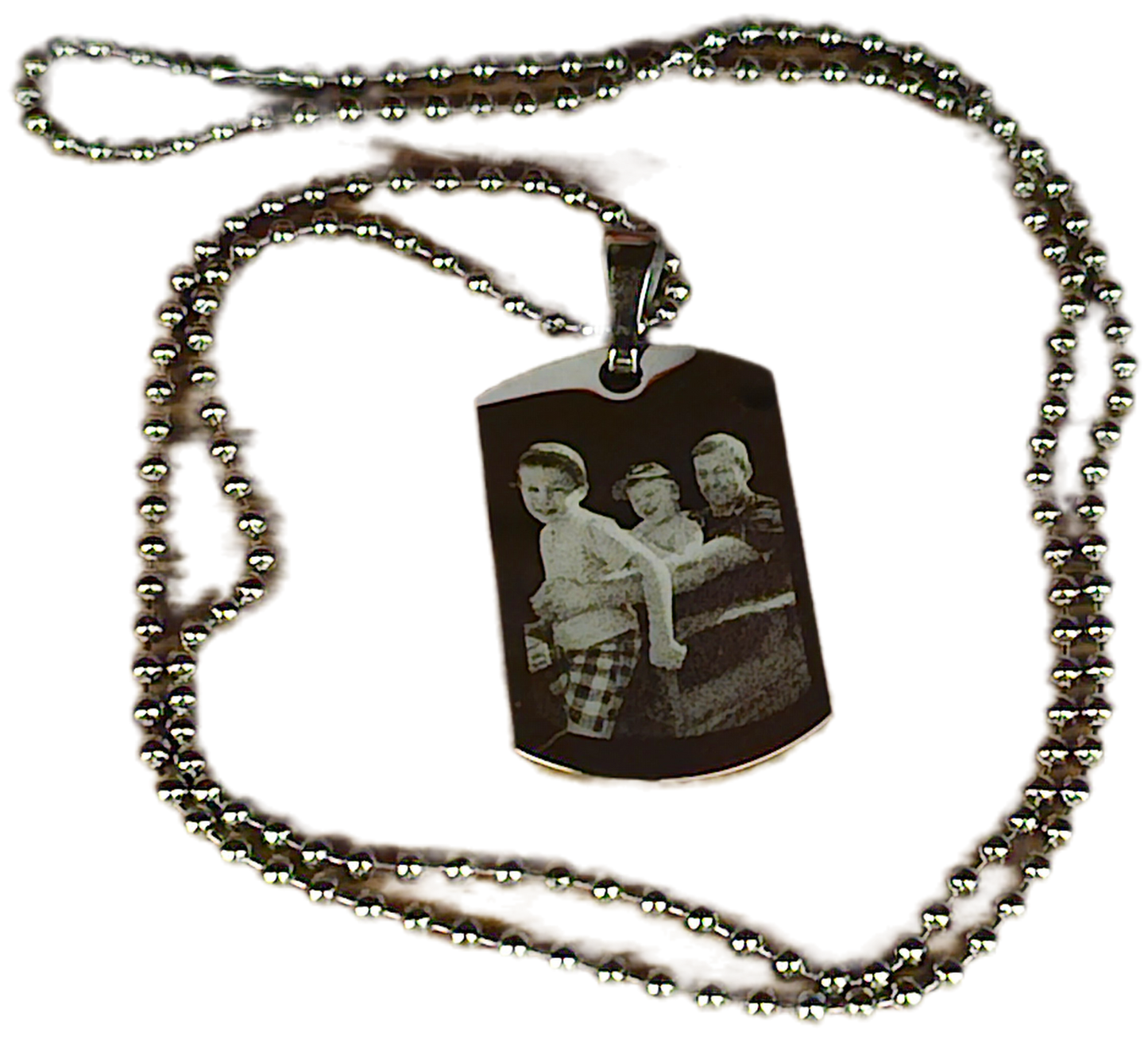 ID Small Pendant Necklace Stainless Steel Personalised Photo Engraved - Custom Memorial Gift