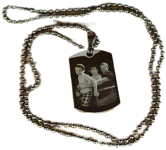 ID Small Pendant Necklace Stainless Steel Personalised Photo Engraved - Custom Memorial Gift