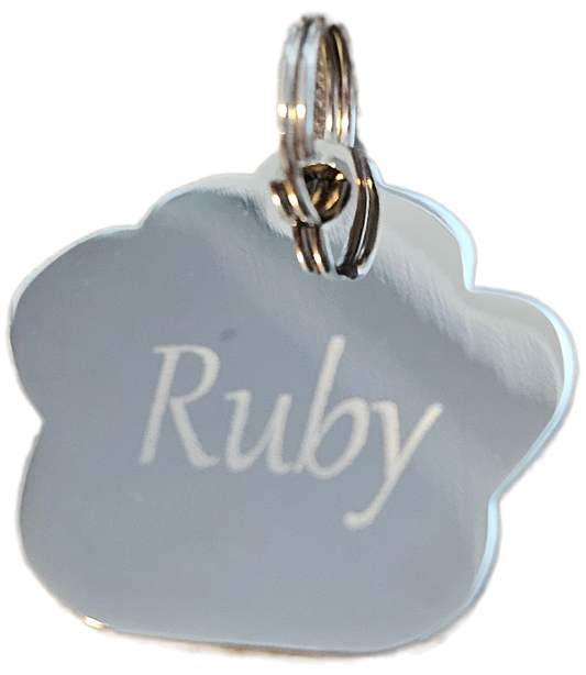 Glitter paw Shaped pet tag - Stainless Steel to be personalised