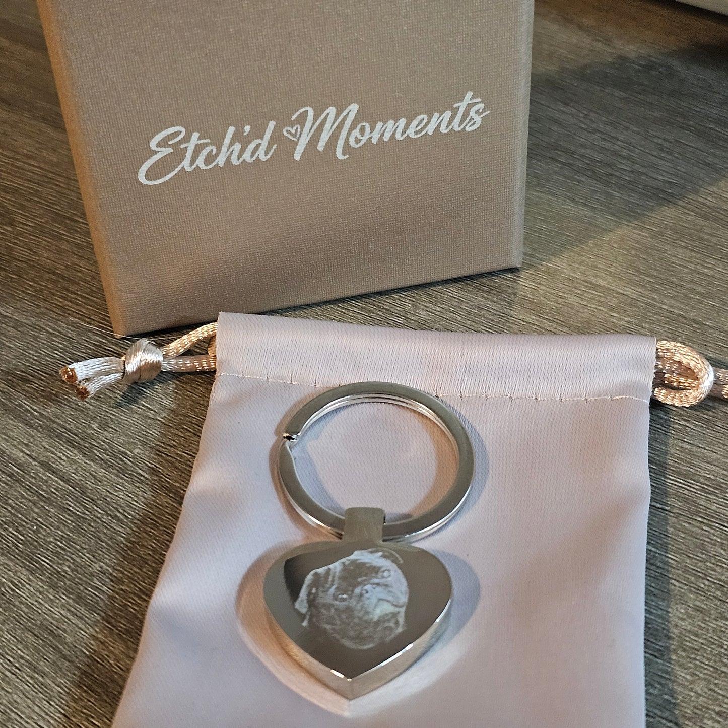 Heart Personalized Photo Engraved Keyring