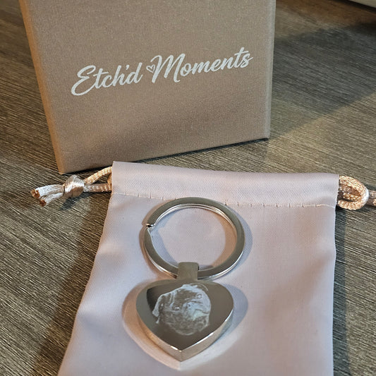 Heart Personalized Photo Engraved Keyring
