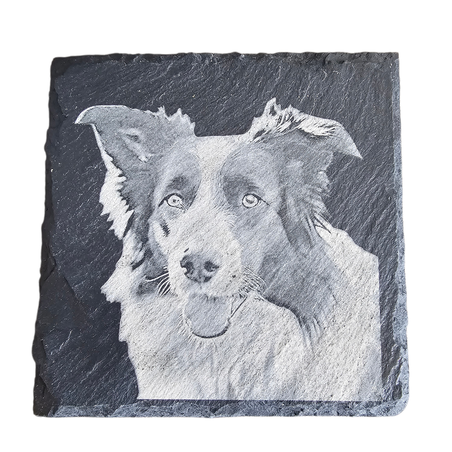 Dog Themed Slate Coasters - Square Natural Stone Coasters