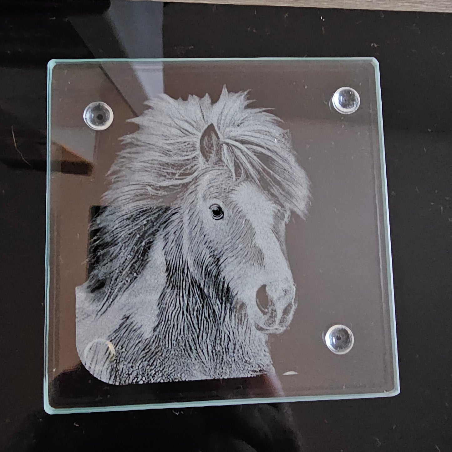 Square Glass Coasters - Pony Theme