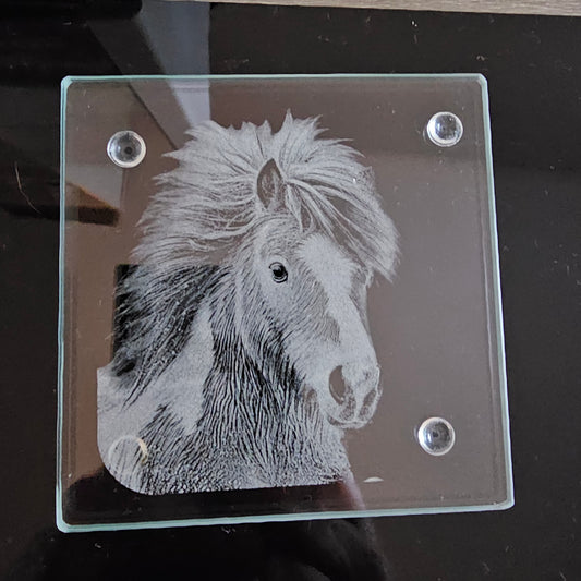 Square Glass Coasters - Pony Theme