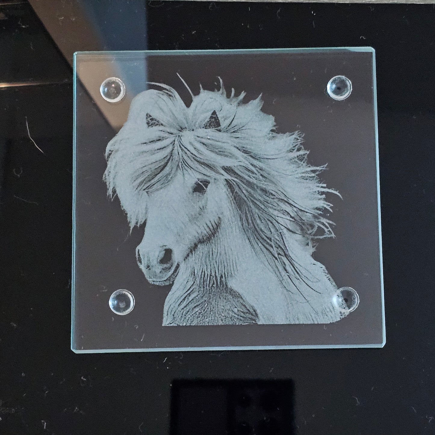 Square Glass Coasters - Pony Theme