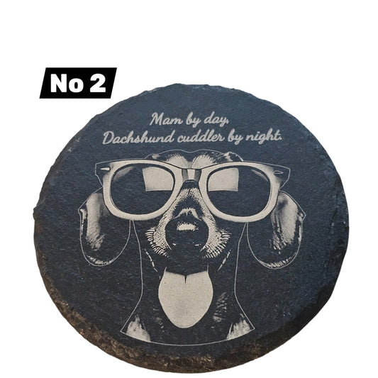 Engraved Dachshund Slate Coaster | Handmade Dog Lover Gift