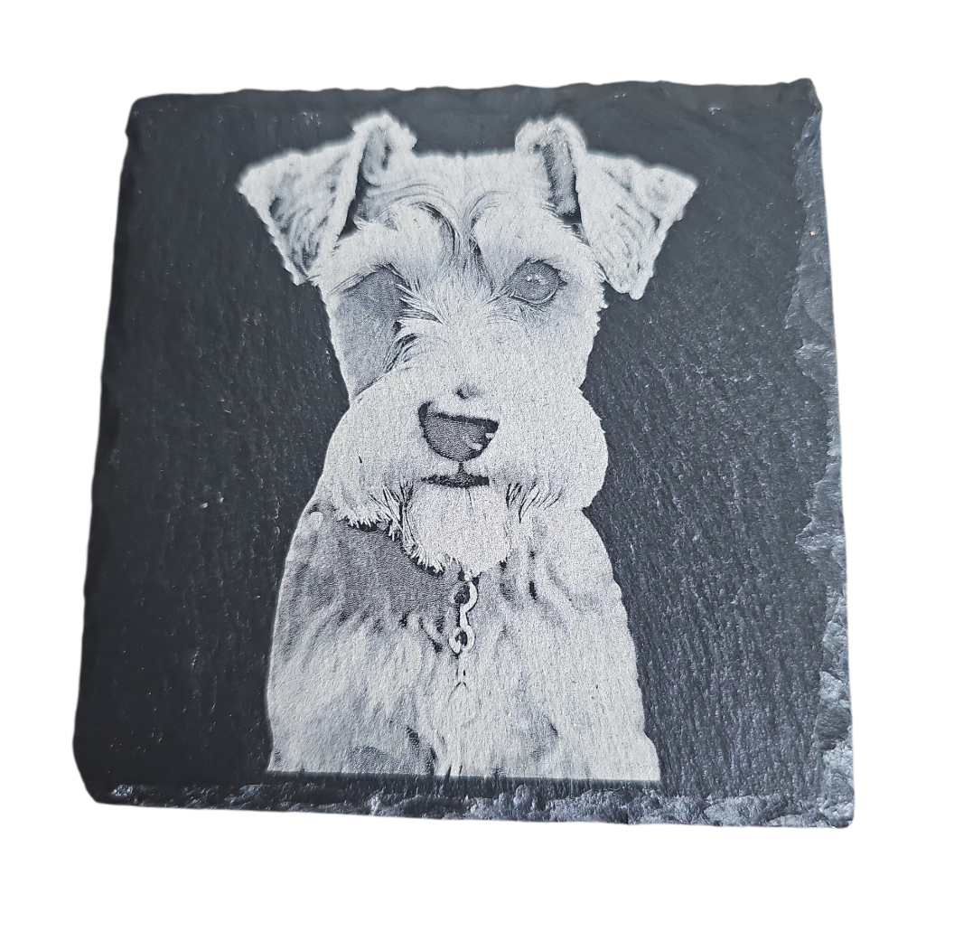 Dog Themed Slate Coasters - Square Natural Stone Coasters