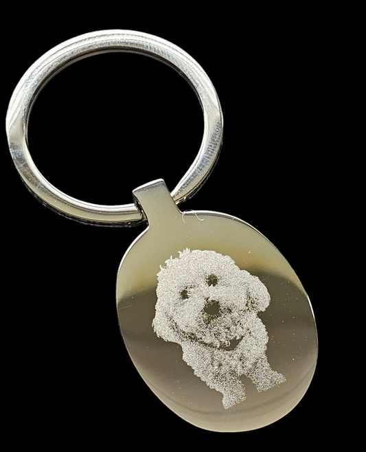 Oval Personalised Photo Engraved Keyring