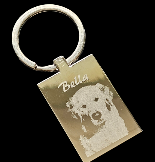 Rectangle Personalized Photo Engraved Keyring