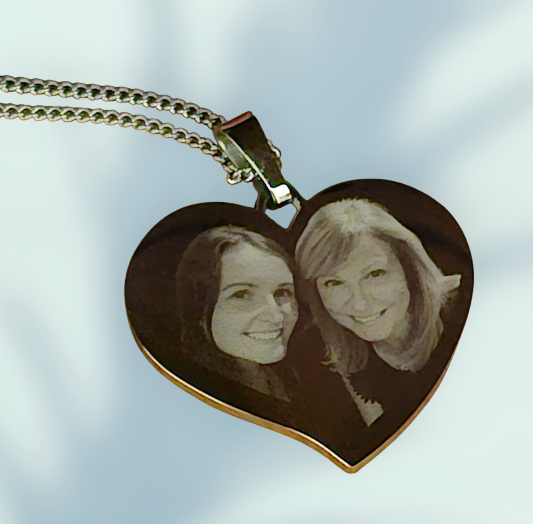 Flared Heart Pendant Necklace Stainless Steel Personalised Photo Engraved - Custom Memorial Gift (Copy)