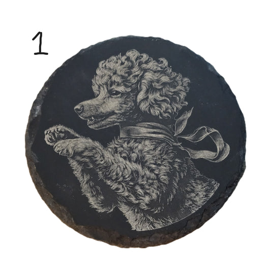 Engraved Poodle Slate Coaster | Handmade Dog Lover Gift