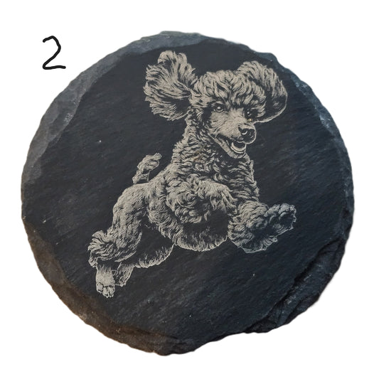 Engraved Poodle Slate Coaster | Handmade Dog Lover Gift
